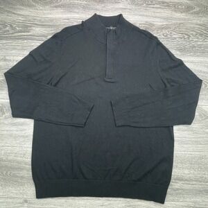 Banana Republic Sweater Mens XL Black 1/4 Zip Pullover Golf Preppy Jumper Knit